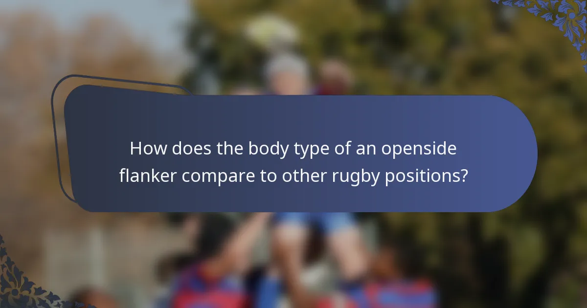 How does the body type of an openside flanker compare to other rugby positions?