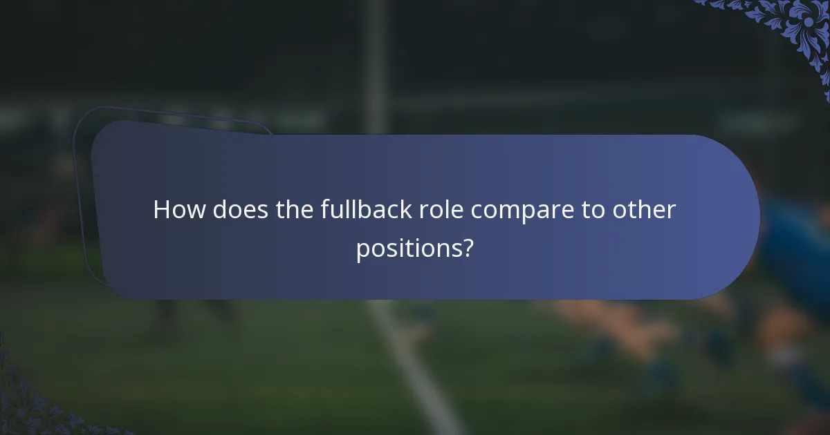 How does the fullback role compare to other positions?
