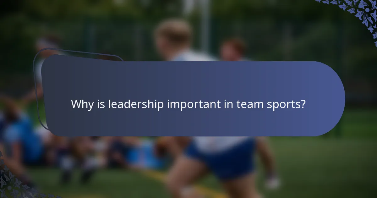 Why is leadership important in team sports?
